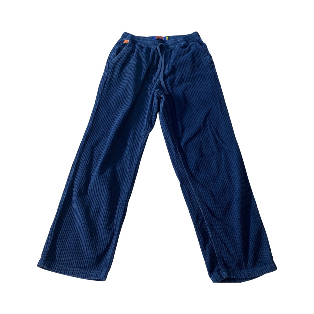 Empyre Corduroy Pants Mens Small Blue Embroidered Logo Pockets Drawstring Casual